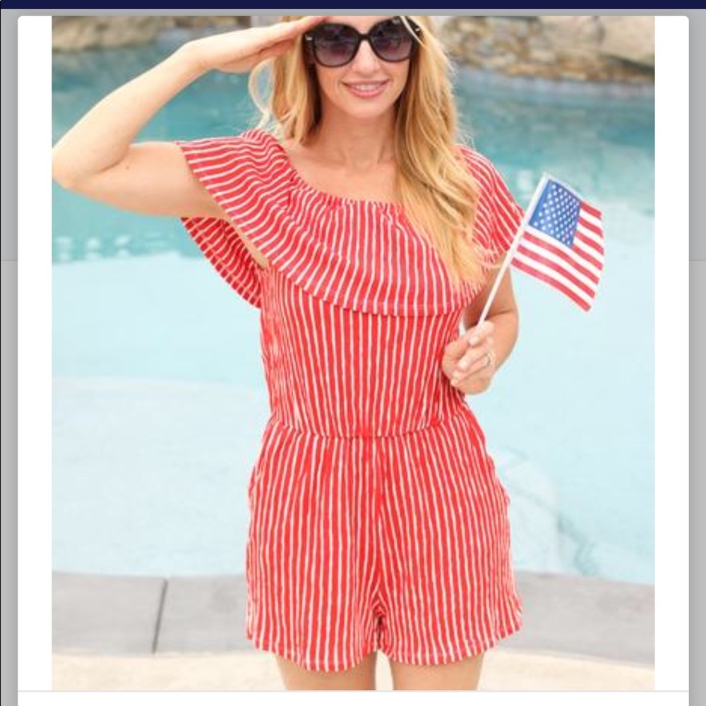Red and white Romper